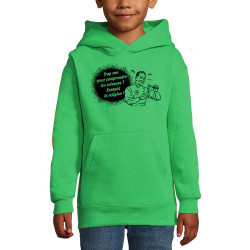 Sweat enfant à capuche vert prairie Trop con pour comprendre la science (Slogans engagés,Humour)