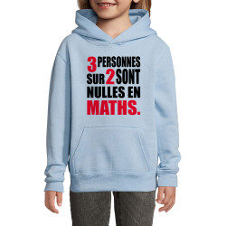 Sweat enfant à capuche bleu ciel 3 personnes sur 2 (Franck,Humour,Slogans Débiles,Des chiffres et des lettres,Devoirs de vacance