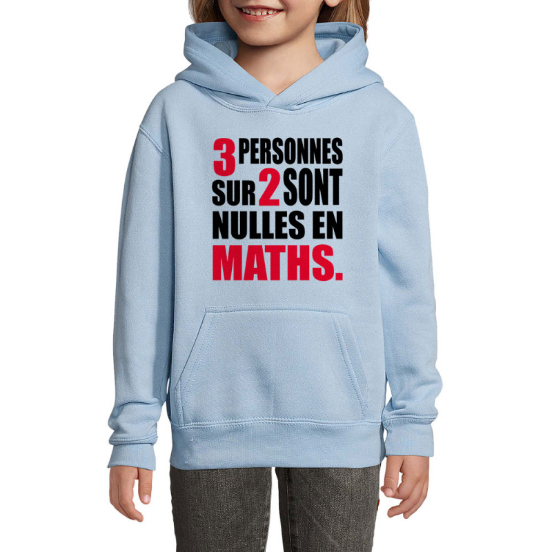 Sweat enfant à capuche bleu ciel 3 personnes sur 2 (Franck,Humour,Slogans Débiles,Des chiffres et des lettres,Devoirs de vacance