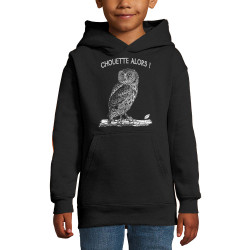 Sweat enfant à capuche noir Chouette alors (Gondrax,Les Bébêtes,Animaux)