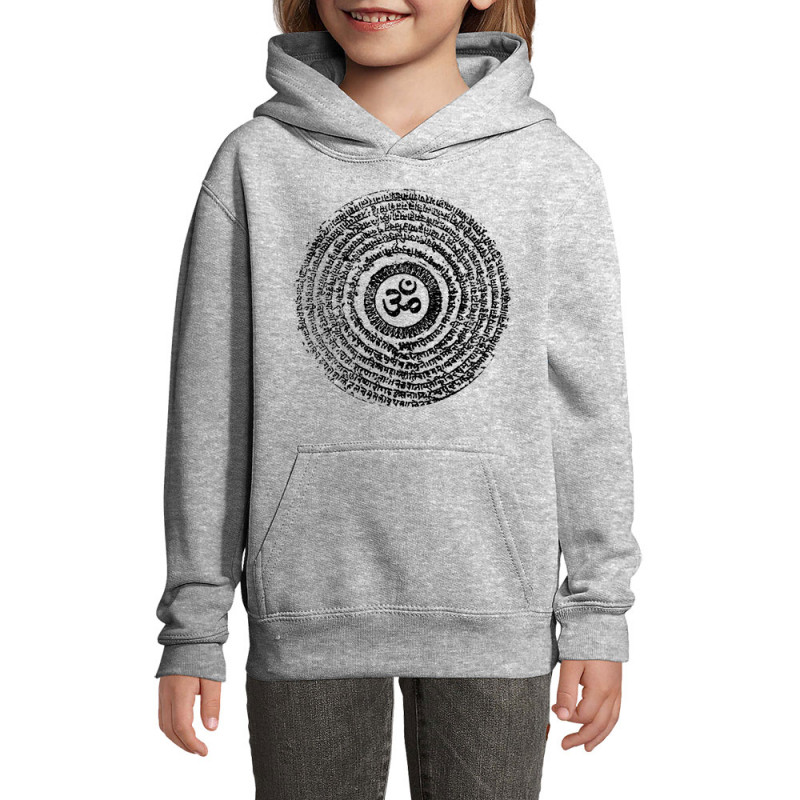 Sweat enfant à capuche gris chiné Ohm Spiral (Ethnique,teufeur)
