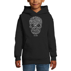 Sweat enfant à capuche noir Bike or Death (Caffein Art,Ecologie,Têtes de morts,Vélo)