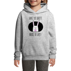 Sweat enfant à capuche gris chiné Sauvez une carotte (Gondrax,Animaux,Humour,Fruits & Légumes)