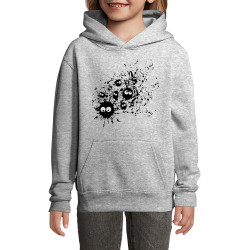 Sweat enfant à capuche gris chiné Les Taches (Fourre-tout,Humour)