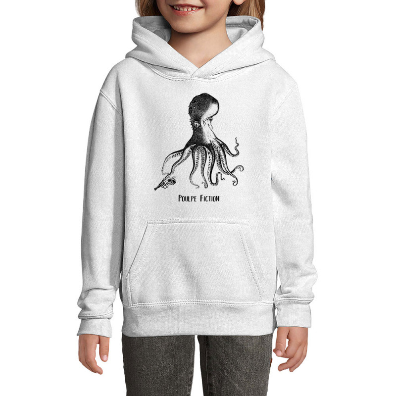 Sweat enfant à capuche blanc Poulpe Fiction (Gondrax,Les Bébêtes,Animaux,Films/Séries)