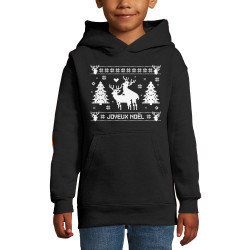 Sweat enfant à capuche noir Joyeux Noël (Gondrax,Slogans Débiles,Humour)
