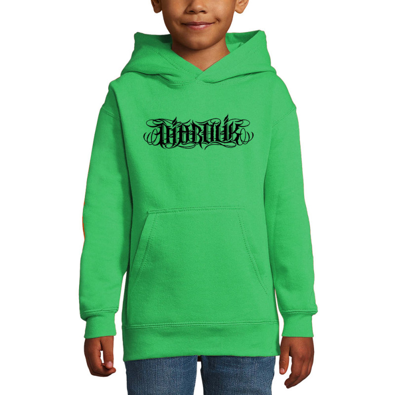 Sweat enfant à capuche vert prairie Wire Lettering (Diabolik)