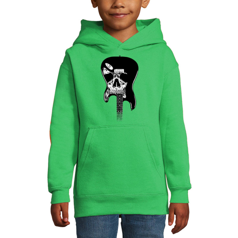 Sweat enfant à capuche vert prairie Dead Guitar (Rock & Punk,Têtes de morts)