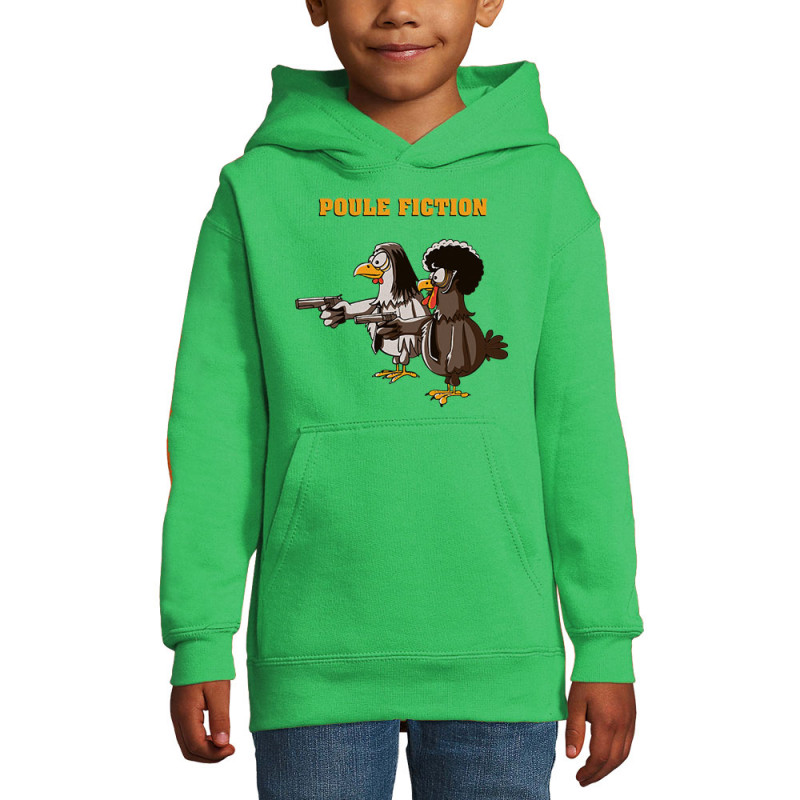 Sweat enfant à capuche vert prairie Poule Fiction (Mr Mouton,Animaux,Films/Séries)