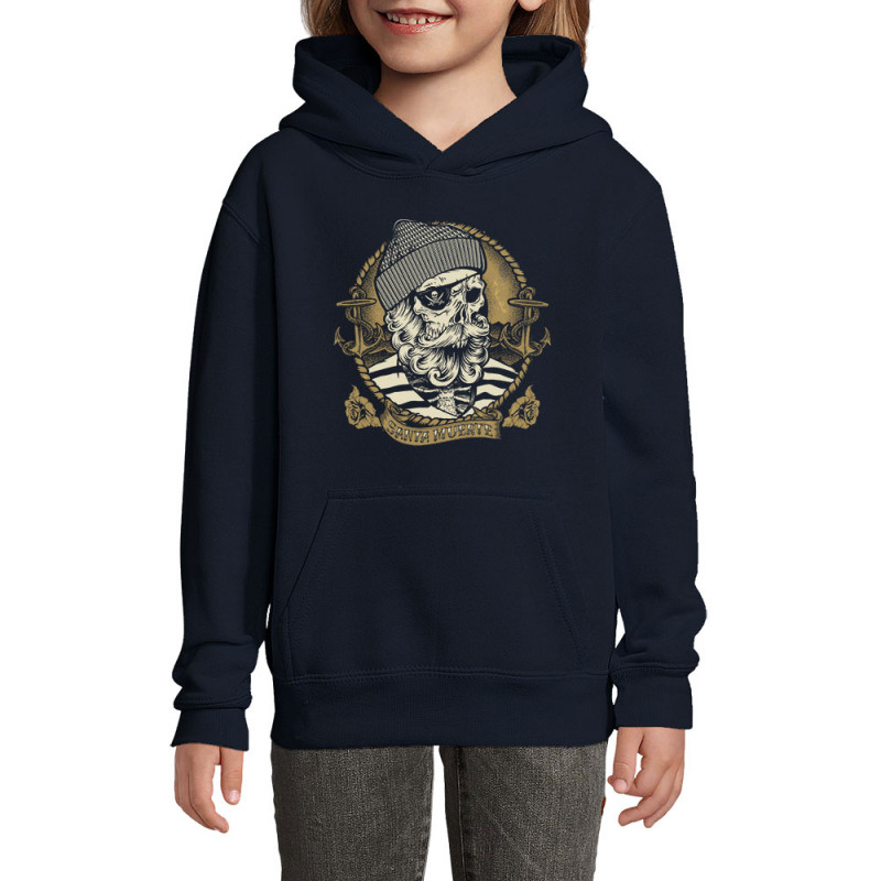 Sweat enfant à capuche bleu marine Santa Muerte - Dead Fisherman (Simon,Santa Muerte,Têtes de morts)