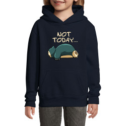 Sweat enfant à capuche bleu marine Not Today (Le Duc,Animaux,Humour,Chats,Manga Kawaï japan)