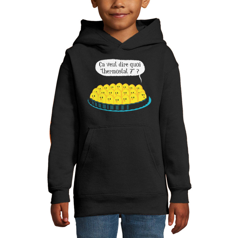 Sweat enfant à capuche noir Ça veut dire quoi thermostat 7 (Ted Boundy,Animaux,Humour,Fruits & Légumes)
