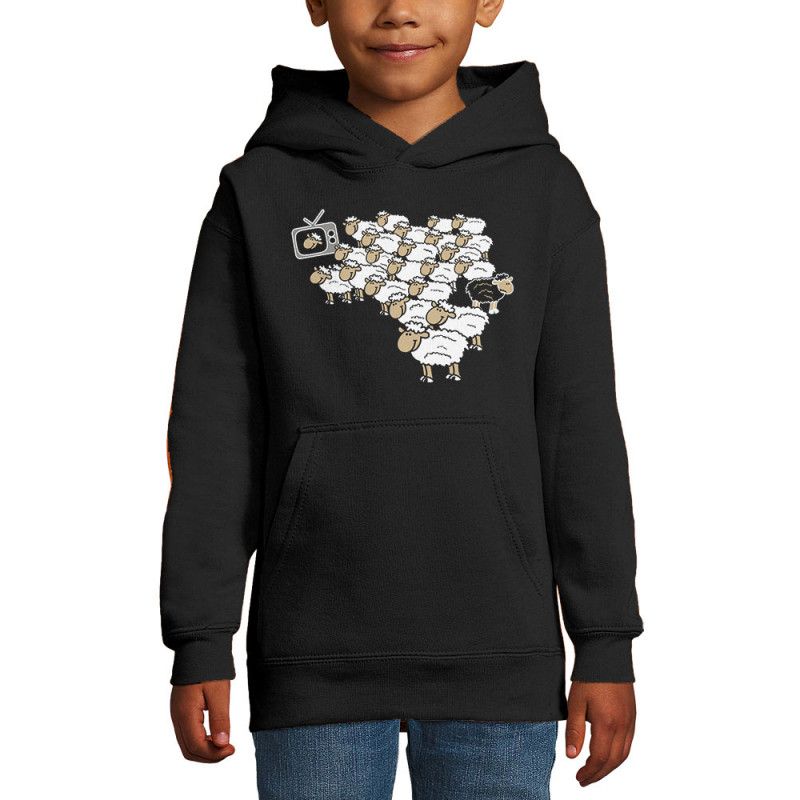 Sweat enfant à capuche noir Moutons (Gondrax,Humour,Slogans engagés,Animaux)
