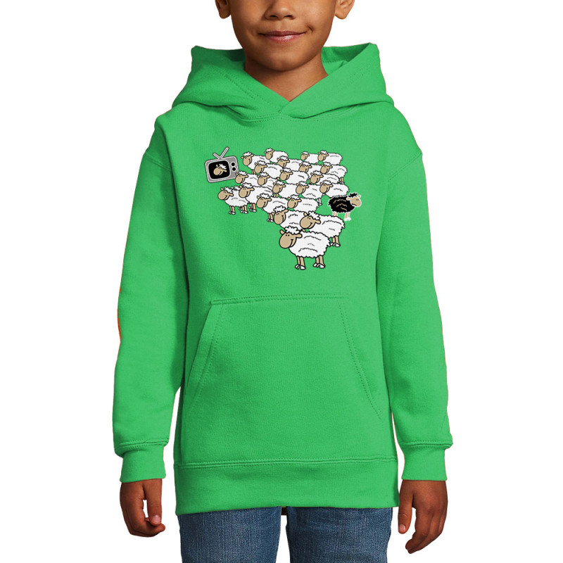 Sweat enfant à capuche vert prairie Moutons (Gondrax,Humour,Slogans engagés,Animaux)
