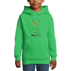 Sweat enfant à capuche vert prairie Bilboquet (Trabe,Humour)