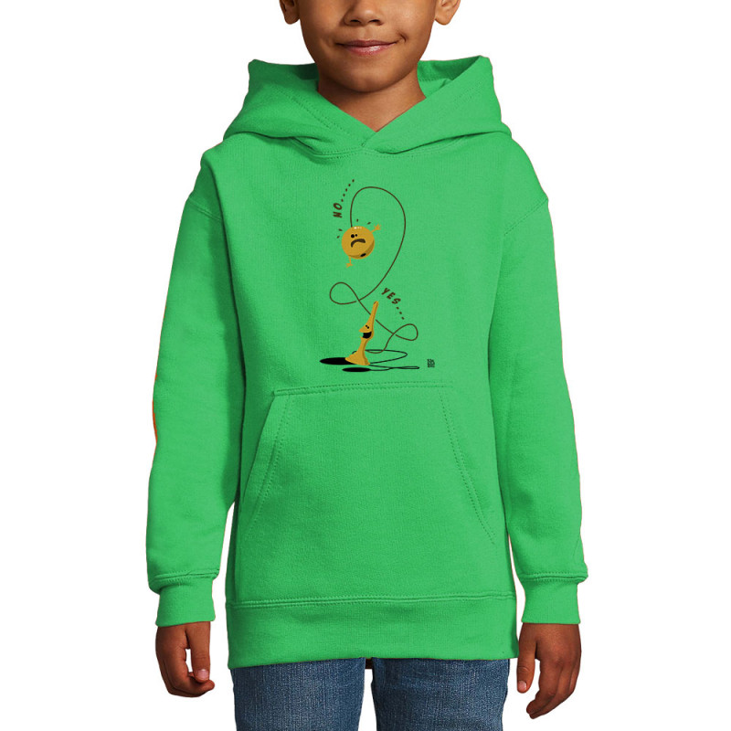 Sweat enfant à capuche vert prairie Bilboquet (Trabe,Humour)
