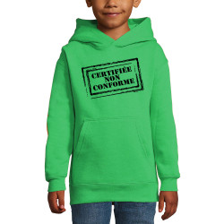 Sweat enfant à capuche vert prairie Certifiée non conforme (Gondrax,Slogans engagés)