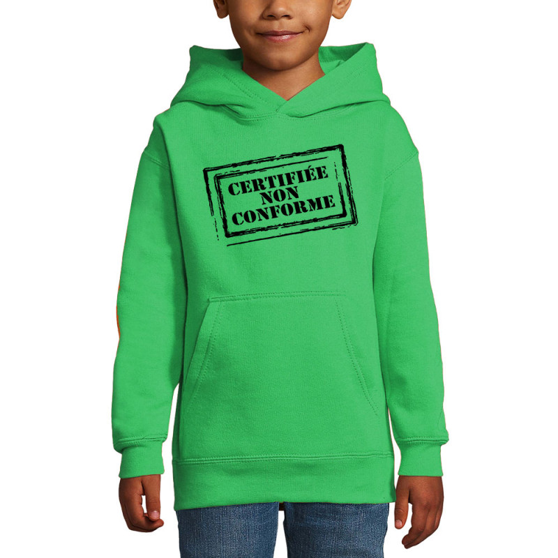 Sweat enfant à capuche vert prairie Certifiée non conforme (Gondrax,Slogans engagés)