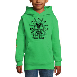 Sweat enfant à capuche vert prairie Jack The Skull (Simon,teufeur,Têtes de morts)