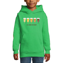 Sweat enfant à capuche vert prairie All Colors are great (Alex Kidd,Alcool,Slogans engagés)