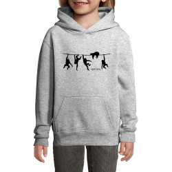 Sweat enfant à capuche gris chiné Stay Cool (Gondrax,Animaux,Stay,Paresse)