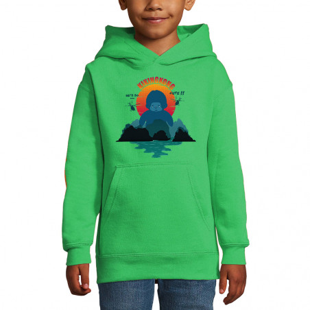 Sweat enfant à capuche vert prairie Kiking Kong (Ptit Mytho,Animaux,Films/Séries)