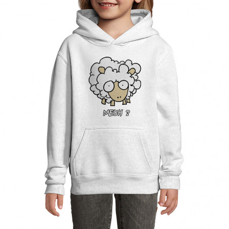 Sweat enfant à capuche blanc Meuh (Animaux)