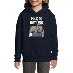 Sweat enfant à capuche bleu marine Plus de batterie koala (Animaux,Humour,Manga Kawaï japan,Bébés,Paresse)