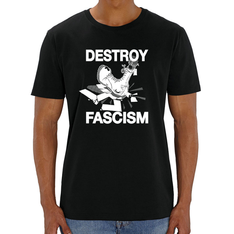 T-shirt homme coton bio noir Destroy Fascism (Slogans engagés)