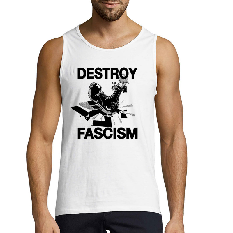 Débardeur homme blanc Destroy Fascism (Slogans engagés)
