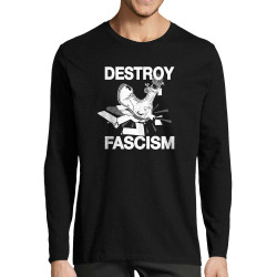 T-shirt homme manches longues noir Destroy Fascism (Slogans engagés)