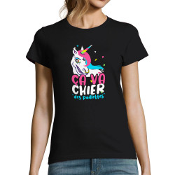 T-shirt femme noir Ca va chier des paillettes 2 (Zewa,Animaux,Humour)