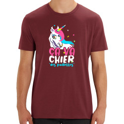 T-shirt homme coton bio bordeaux Ca va chier des paillettes 2 (Zewa,Animaux,Humour)