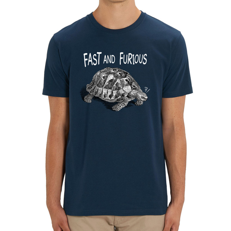 T-shirt homme coton bio bleu marine Fast and furious 3 (Gondrax,Les Bébêtes,Animaux,Humour)
