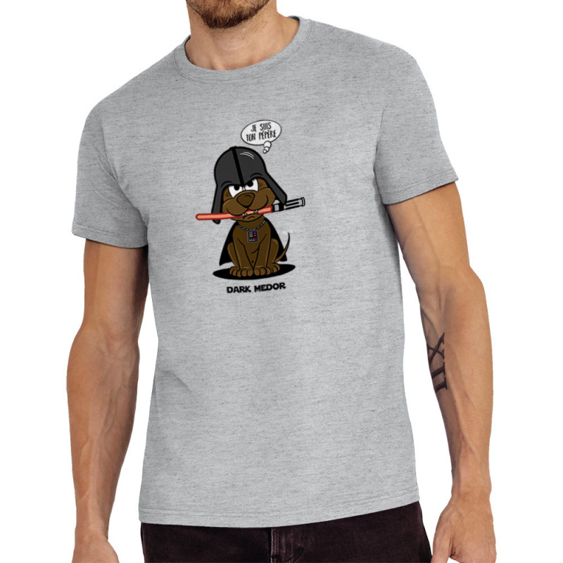 Tee-shirt homme gris chiné Dark Medor (Gondrax,Animaux,Humour,Films/Séries,Star Wars)