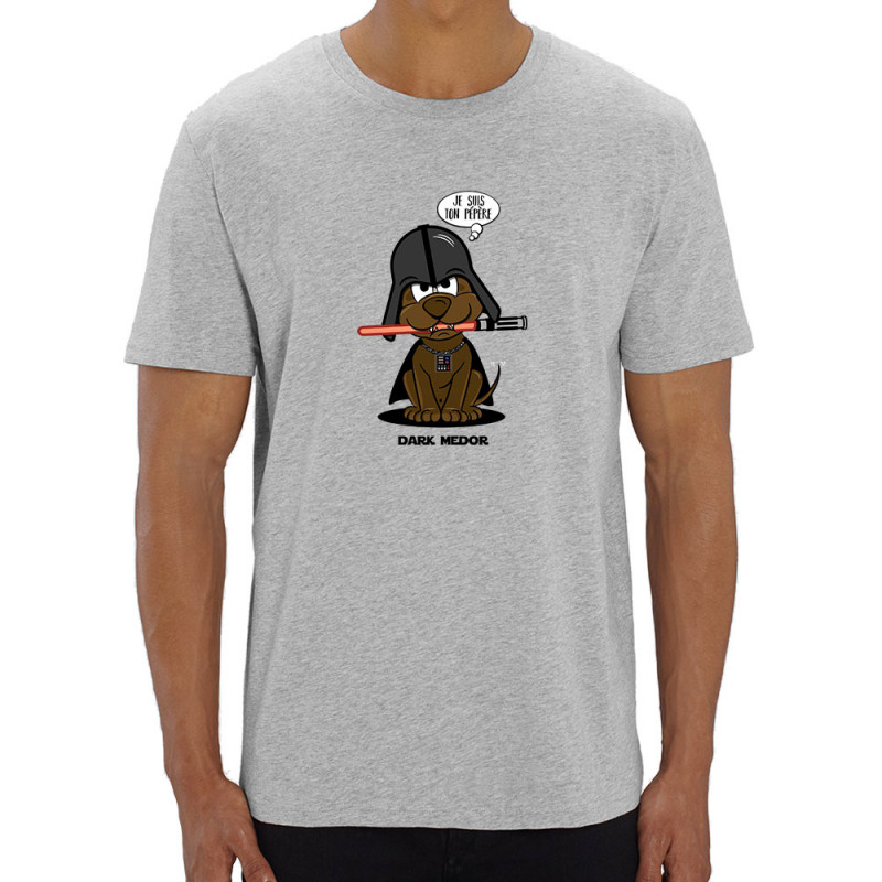 T-shirt homme coton bio gris chiné Dark Medor (Gondrax,Animaux,Humour,Films/Séries,Star Wars)