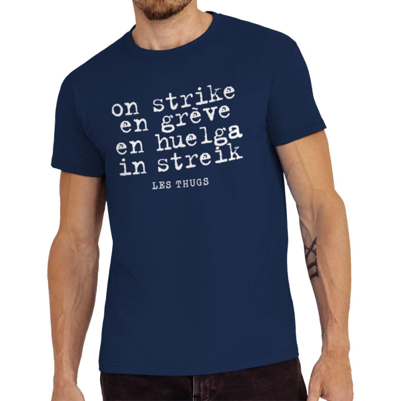 Tee-shirt homme bleu marine En grève (Les Thugs)