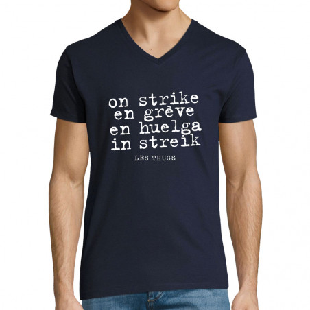 T-shirt homme col V "En grève"