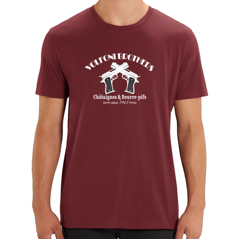 T-shirt homme coton bio bordeaux Volfoni Brothers (Andy,Films/Séries,Les Tontons Flingueurs)