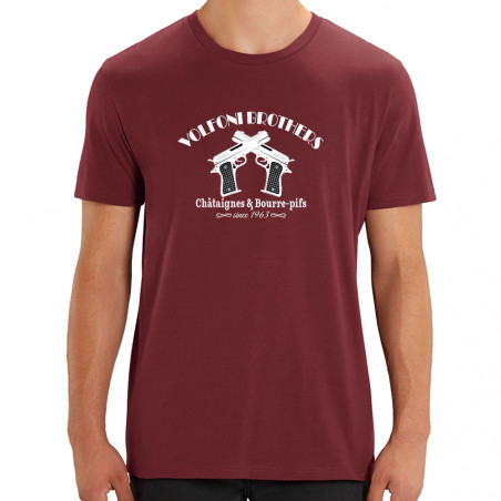 T-shirt homme coton bio bordeaux Volfoni Brothers (Andy,Films/Séries,Les Tontons Flingueurs)