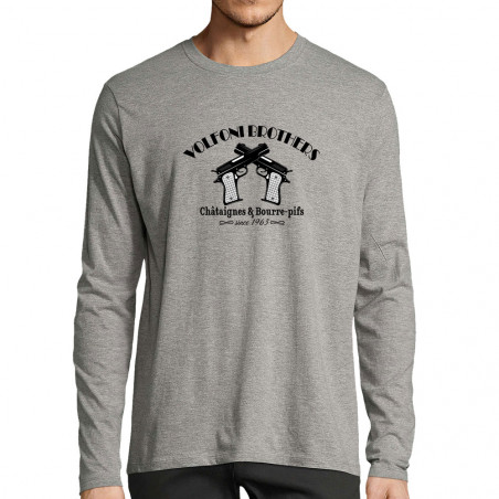 T-shirt homme manches longues gris chiné Volfoni Brothers (Andy,Films/Séries,Les Tontons Flingueurs)
