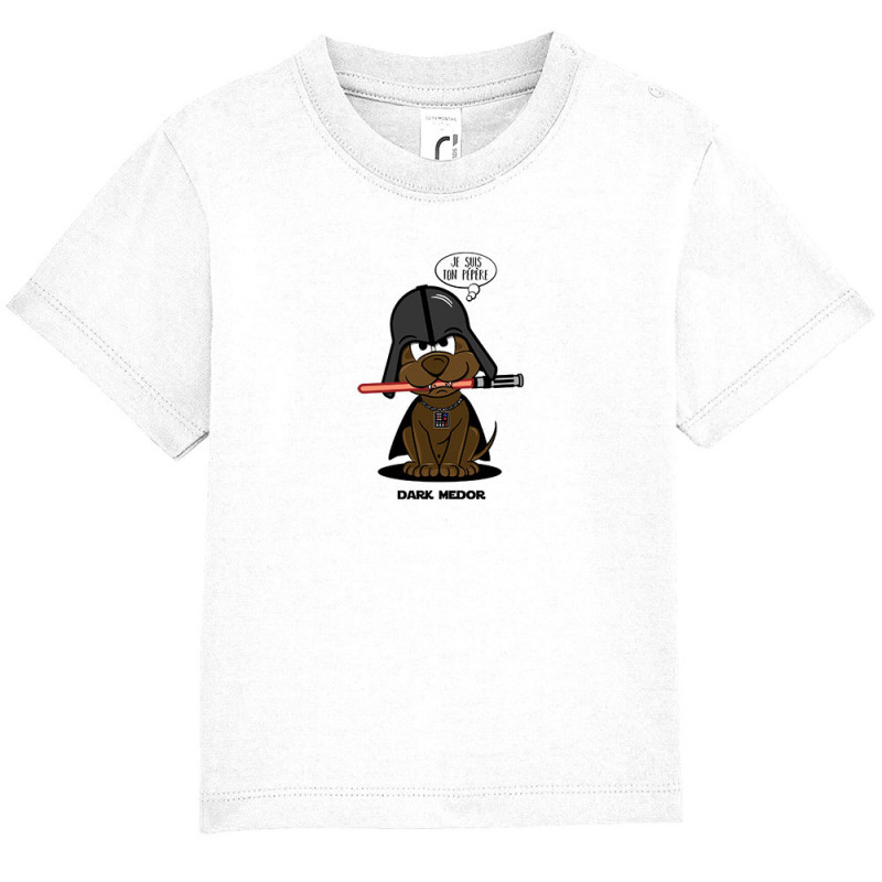 T-shirt bébé blanc Dark Medor (Gondrax,Animaux,Humour,Films/Séries,Star Wars)