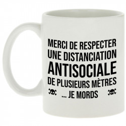 Mug blanc Distanciation Antisociale (Gondrax,Slogans Débiles,Humour)
