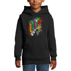 Sweat enfant à capuche noir Zèbre Anticonformiste (Zewa,Animaux)
