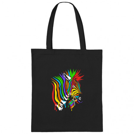 Sac shopping en toile noir Zèbre Anticonformiste (Zewa,Animaux)