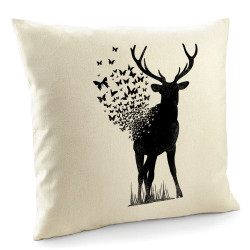 Coussin naturel Deer Butterfly (Caffein Art,Animaux,Ethnique)