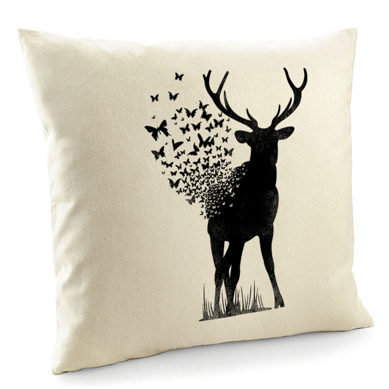 Coussin naturel Deer Butterfly (Caffein Art,Animaux,Ethnique)