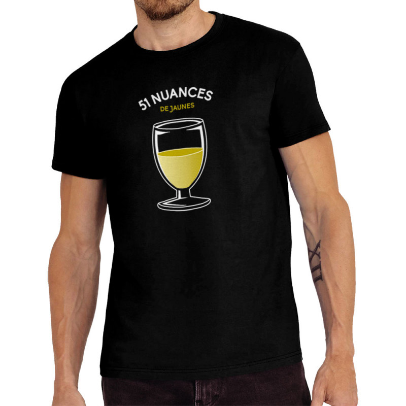 Tee-shirt homme noir 51 nuances de jaunes (Le Duc,Alcool)