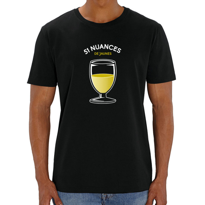T-shirt homme coton bio noir 51 nuances de jaunes (Le Duc,Alcool)