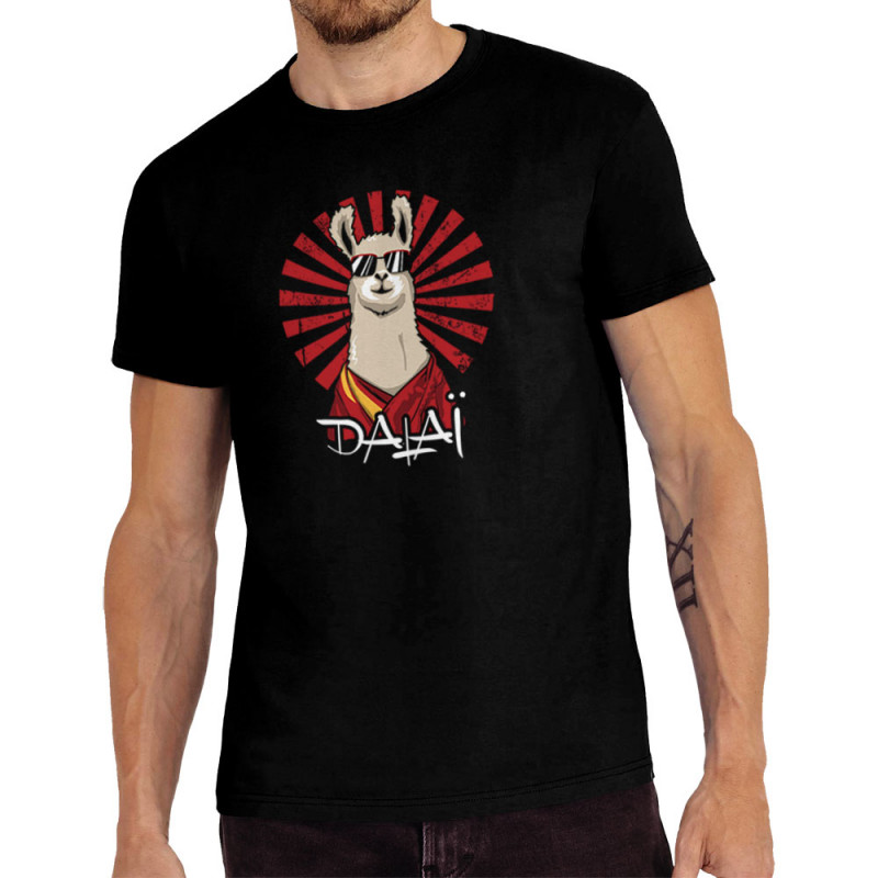 Tee-shirt homme noir Dalaï Lama (Le Duc,Animaux,Humour)